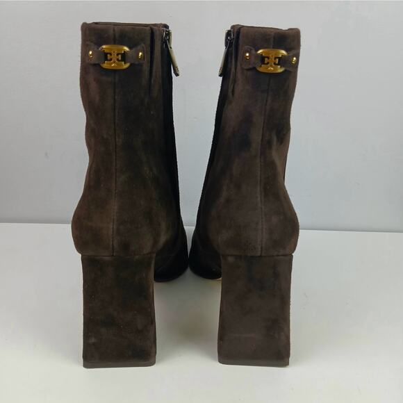 Sam Edelman SZ 11/42 Irie Calfskin Suede Square Toe Boots In Chocolate Brown - Picture 6 of 11